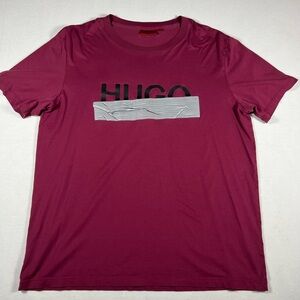 Hugo Boss Dulivio Logo Taped Cotton T-shirt Burgundy Men Size XL